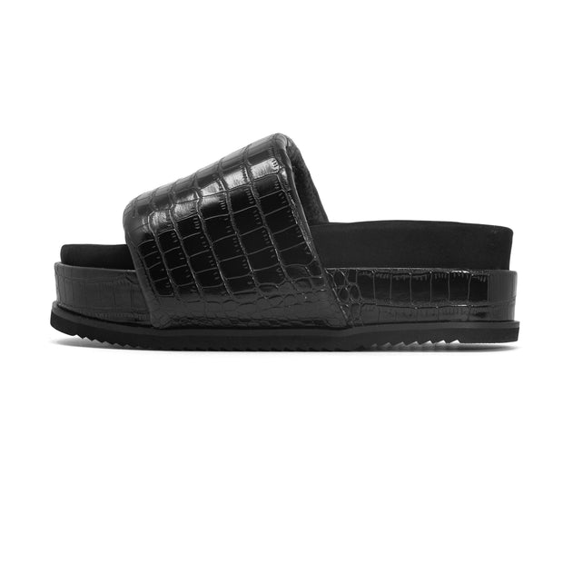 ROAM STRIPED CROCY STACK BLACK & CHARCOAL VEGAN LEATHER