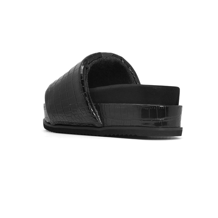 ROAM STRIPED CROCY STACK BLACK & CHARCOAL VEGAN LEATHER