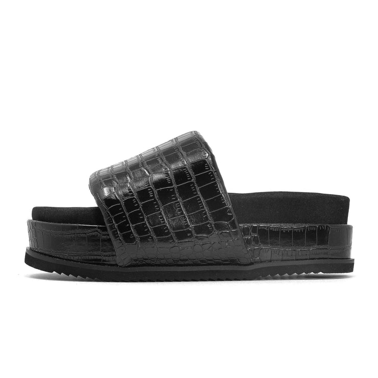ROAM STRIPED CROCY STACK BLACK & CHARCOAL VEGAN LEATHER