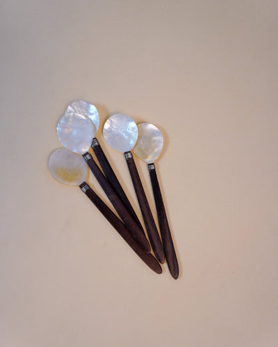 SOLD OUT Vintage Mother of Pearl Shell Wooden Spoon Set