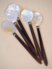 SOLD OUT Vintage Mother of Pearl Shell Wooden Spoon Set
