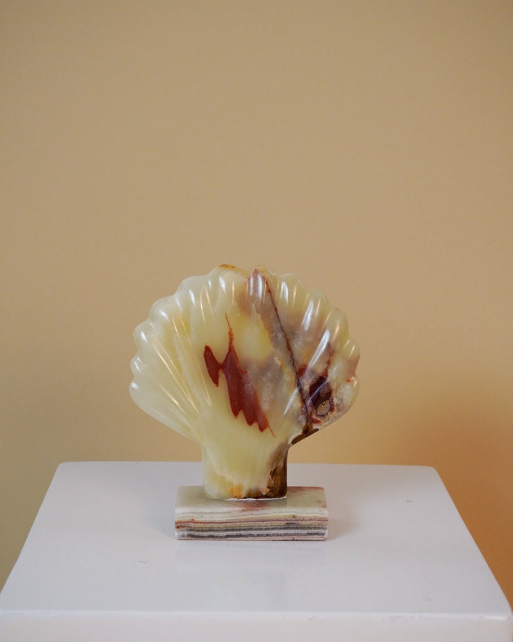SOLD OUT | Vintage Onyx Stone Clam Shell Pedestal Decor