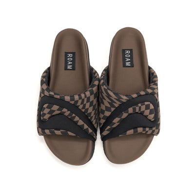 ROAM FLY SLIDERS BLACK & TAUPE WAVY CHECK NEOPRENE - PRESALE // THIS STYLE WILL SHIP WEEK OF DECEMBER 8th