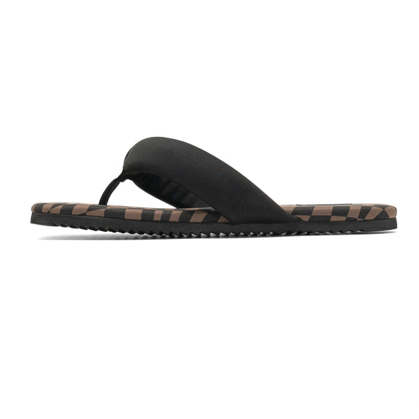 SQUARE THONG BLACK & TAUPE WAVY CHECK