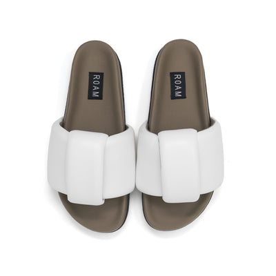 ROAM PUFFED KNOTTY SANDAL WHITE VEGAN LEATHER