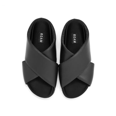 ROAM ULTIMATE CROSS SANDALS BLACK VEGAN LEATHER