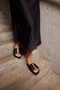 ROAM STRIPE SLIDER BLACK & BEIGE VEGAN LEATHER