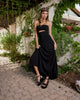 ROAM STRAPPY MID STRATA WEDGE BLACK VEGAN LEATHER