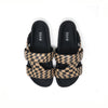 ROAM 7 SANDALS WAVY CHECK BLACK & BEIGE VEGAN LEATHER