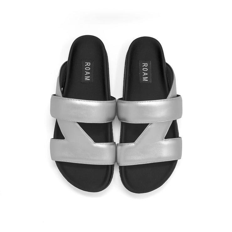 ROAM 7 SANDALS SILVER VEGAN LEATHER