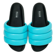 ROAM Puffy Sandals Turquoise Vegan Leather