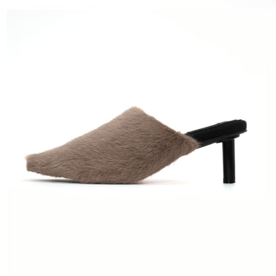 ROAM LONG LUXE CLOUD HEEL TAUPE FAUX FUR