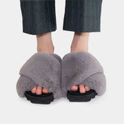 ROAM Cloud Slippers Lavender Grey Faux Fur