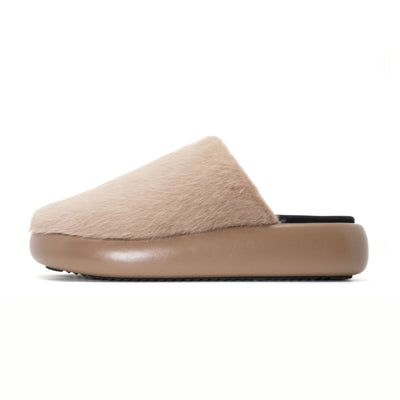 ROAM LONG LUXE CLOUD MAGIC MOON MULE BEIGE FAUX FUR