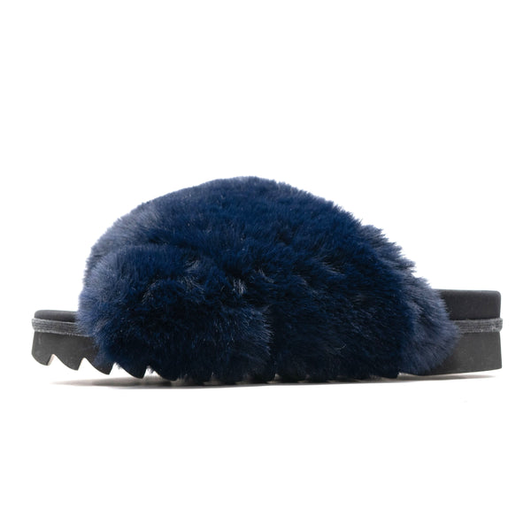 ROAM Cloud Slippers Navy Faux Fur
