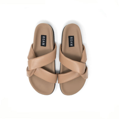 ROAM SIDE SLIP SANDAL NUDE VEGAN LEATHER