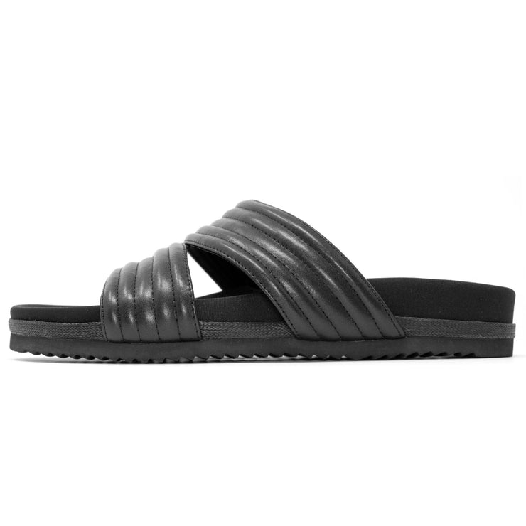 ROAM CRESCENT QUILT SANDALS BLACK VEGAN LEATHER