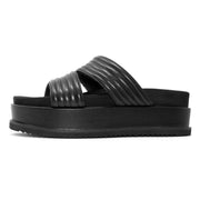 ROAM CRESCENT PLATFORM SANDALS BLACK VEGAN LEATHER