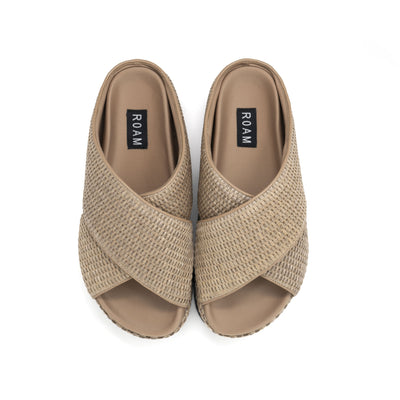 ROAM CROSS STACK RAFFIA PLATFORM  SANDALS NATURAL