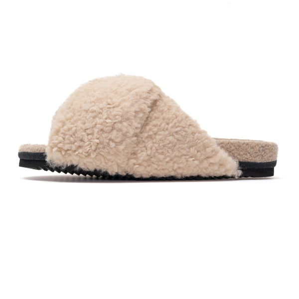 ROAM FOLDY CUSH NUDE FAUX SHEARLING SLIPPERS