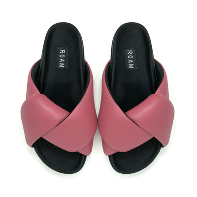 ROAM FOLDY PUFFY SANDALS BLUSH VEGAN LEATHER