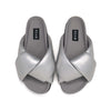 ROAM FOLDY PUFFY SANDALS SILVER VEGAN LEATHER