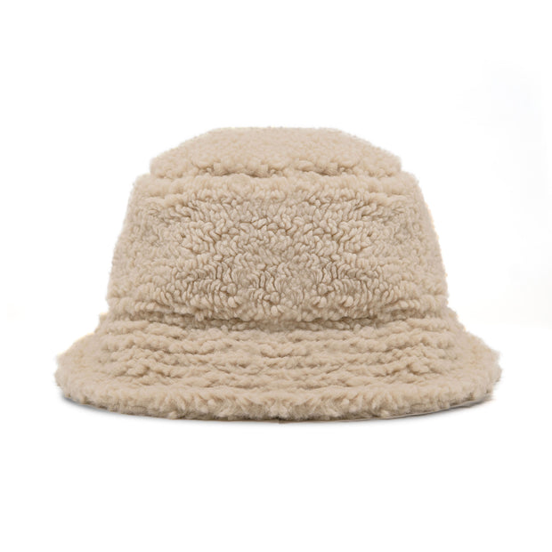 ROAM Fuzzy Bucket Hat Nude Faux Shearling