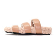 ROAM FUZZY 3 SANDAL NUDE FAUX SHEARLING