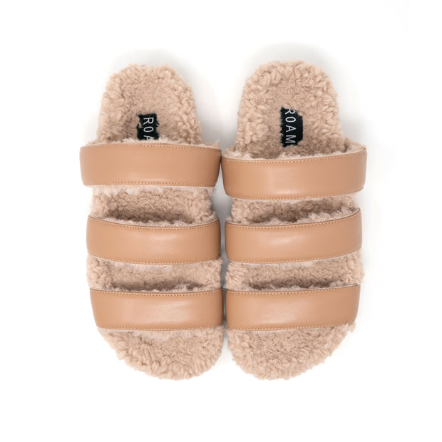 ROAM FUZZY 3 SANDAL NUDE FAUX SHEARLING