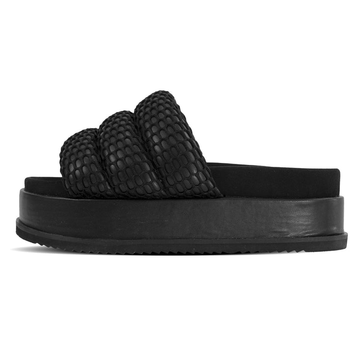ROAM Platform Mesh Puffy Sandals Black Vegan Leather