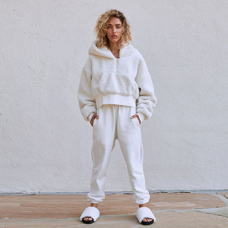 Faux shearling pullover clearance