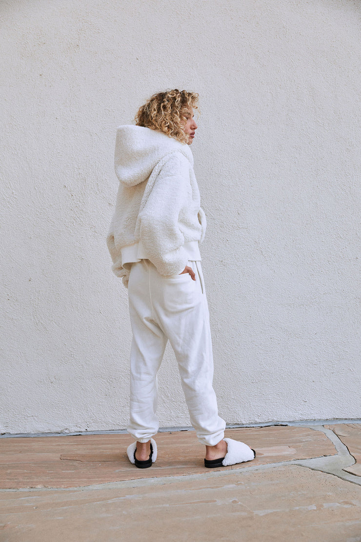 ROAM Fuzzy Pullover White Faux Shearling