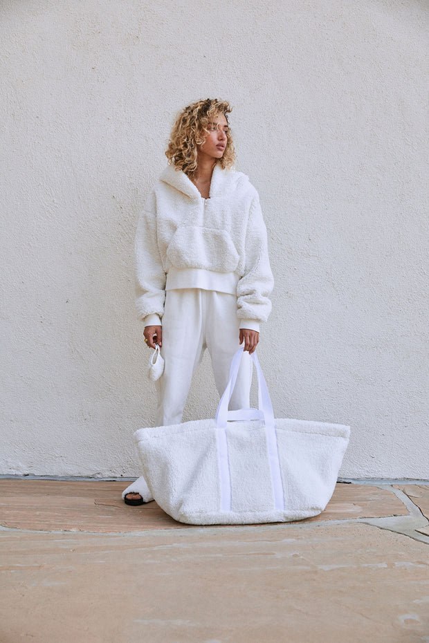 ROAM Fuzzy Pullover White Faux Shearling