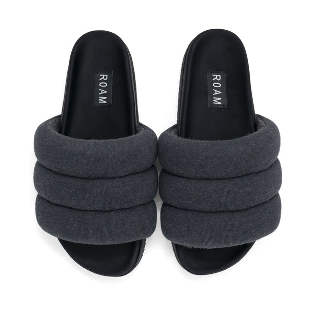 ROAM Jersey Puffy Sandals Charcoal