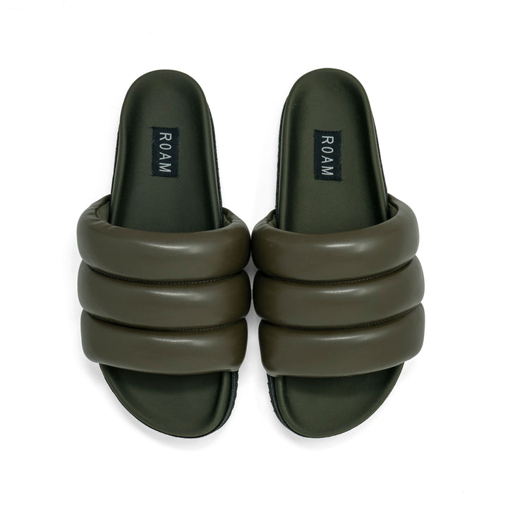 ROAM PUFFY SANDALS KHAKI VEGAN LEATHER