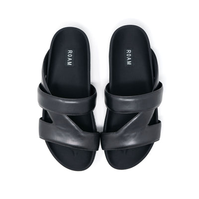 ROAM MEN'S 7 SANDALS BLACK VEGAN LEATHER