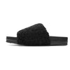 ROAM MEN'S FUZZY SLIDER SLIPPERS BLACK FAUX SHEARLING