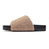 ROAM MEN'S FUZZY SLIDER SLIPPERS TAUPE FAUX SHEARLING