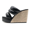 ROAM Platform Espadrille Puffy Black Vegan Leather