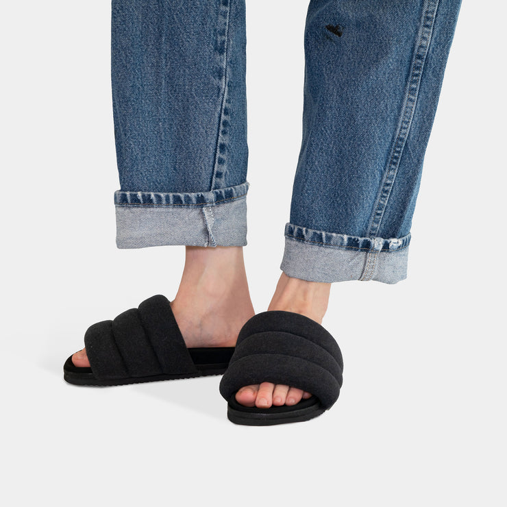 ROAM Jersey Puffy Sandals Charcoal
