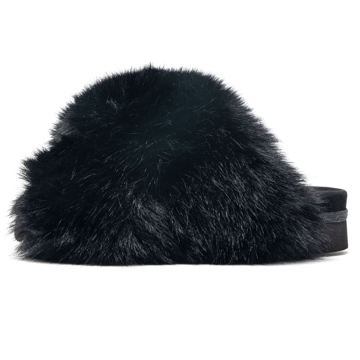 ROAM Mink Cloud Slippers Black Faux Fur