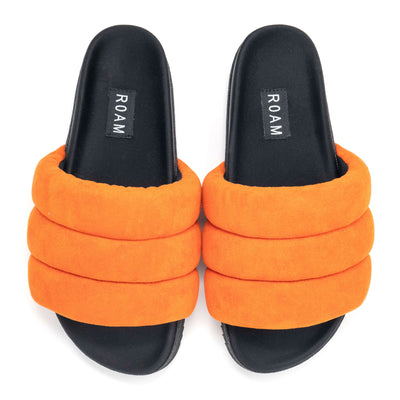 ROAM Puffy Sandals Orange Vegan Suede