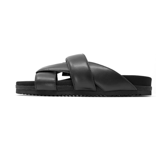 ROAM RIBBON SANDALS BLACK VEGAN LEATHER