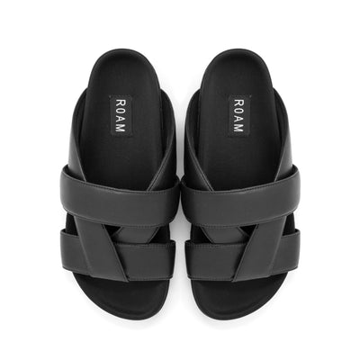 ROAM RIBBON SANDALS BLACK VEGAN LEATHER