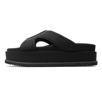 ROAM SIDE SCOOP STACK PLATFORM SANDALS BLACK NEOPRENE