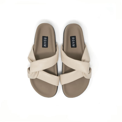 ROAM SIDE SLIP SANDAL CREAM VEGAN LEATHER