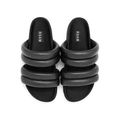 ROAM DBLDBL PUFF PUFF SANDALS BLACK VEGAN LEATHER