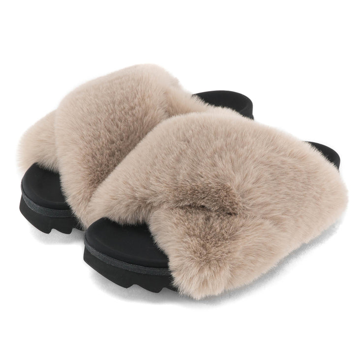 Roam Mink Cloud Slippers Nude Faux Fur 36