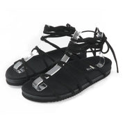 ROAM Rope Sandals Black Faux Suede
