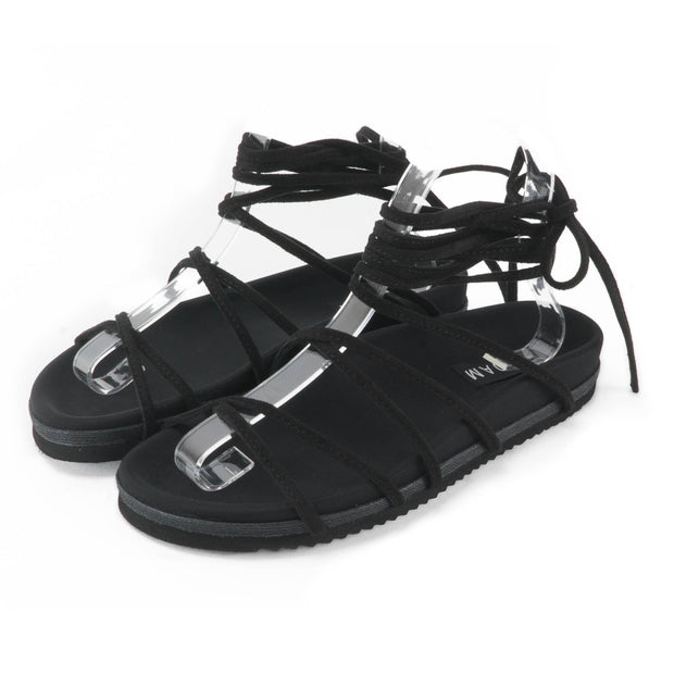 ROAM Rope Sandals Black Faux Suede